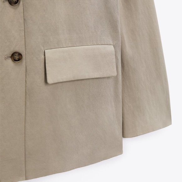 ZARA | Oversized Linen Blend Blazer - Picture 8 of 9